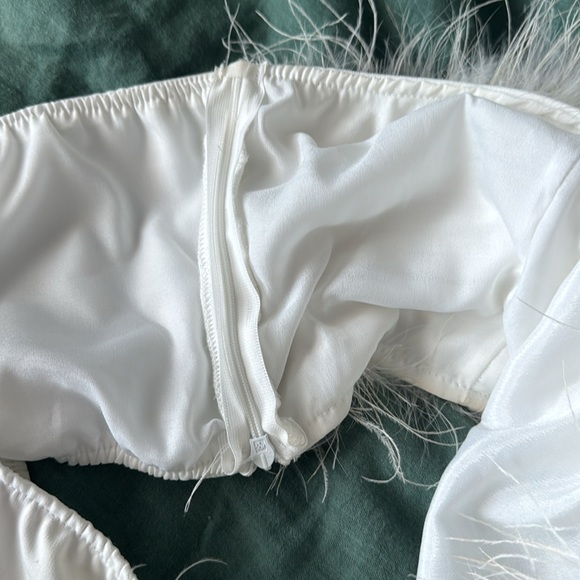 Boohoo Feather Bandeau Crop Top size 12 Large - Picture 6 of 15